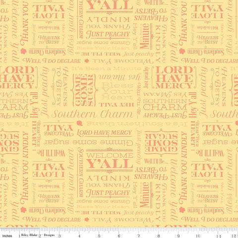 Southern Charm Yellow Text Yardage by RBD Designers for Riley Blake Designs