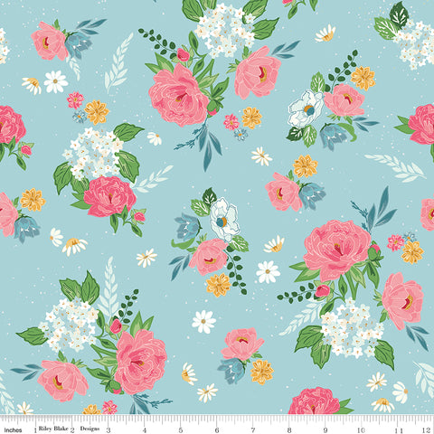 Correspondence Aqua Main Yardage by Beverly McCullough for Riley Blake Designs