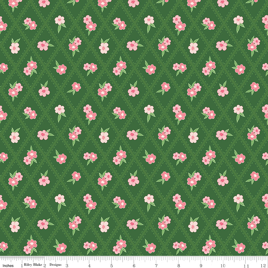 Correspondence Pickle Stitched Flowers Yardage by Beverly McCullough for Riley Blake Designs