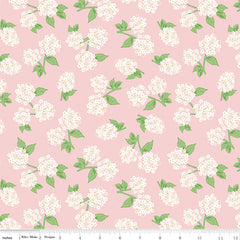 Correspondence Pink Dogwood Hydrangeas Yardage by Beverly McCullough for Riley Blake Designs