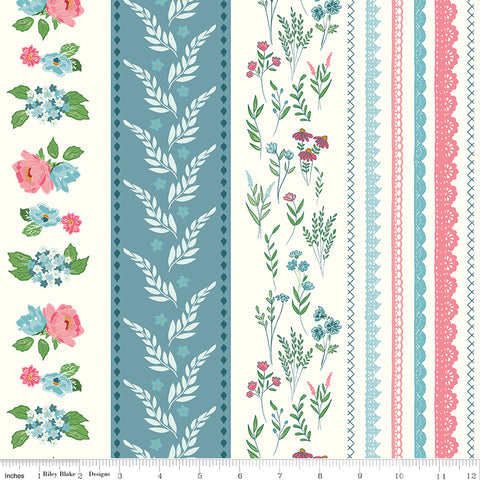 Correspondence Cloud Wide Stripe Yardage by Beverly McCullough for Riley Blake Designs