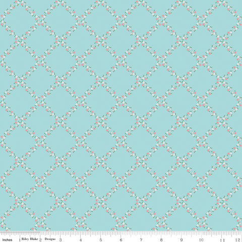 Whimsical Woodland Aqua Lattice Yardage by Tasha Noel for Riley Blake Designs