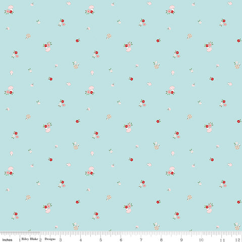 Whimsical Woodland Aqua Mushrooms Yardage by Tasha Noel for Riley Blake Designs