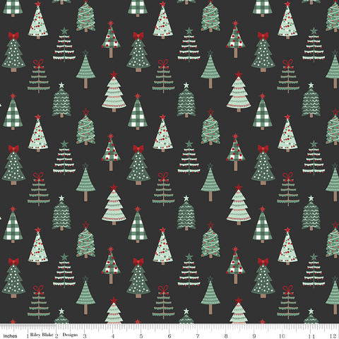 Evergreen Wishes Black Trees Yardage by Traci Reed for Riley Blake Designs