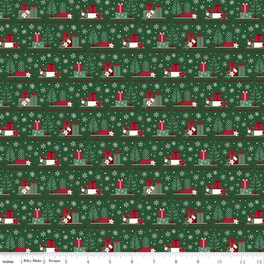 Christmas Time Forest Sleds Yardage by Dani Mogstad for Riley Blake Designs