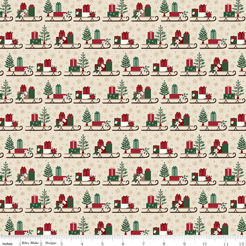 Christmas Time Linen Sleds Yardage by Dani Mogstad for Riley Blake Designs