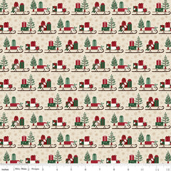 Christmas Time Linen Sleds Yardage by Dani Mogstad for Riley Blake Designs