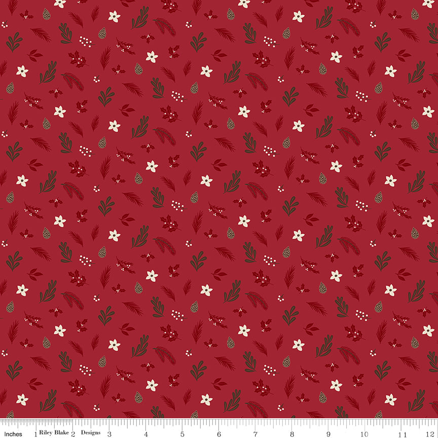 Christmas Time Red Foliage Yardage by Dani Mogstad for Riley Blake Designs