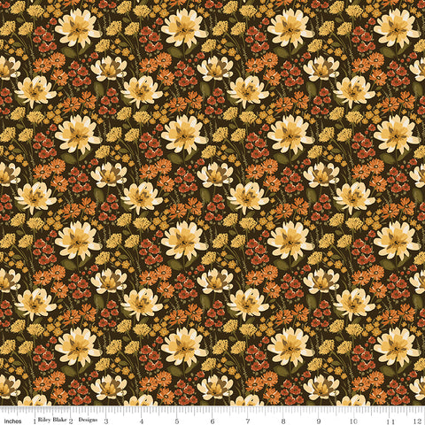 Bountiful Mocha Floral Yardage by Sandy Gervais for Riley Blake Designs
