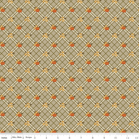 Bountiful Sage Pumpkin Plaid Yardage by Sandy Gervais for Riley Blake Designs