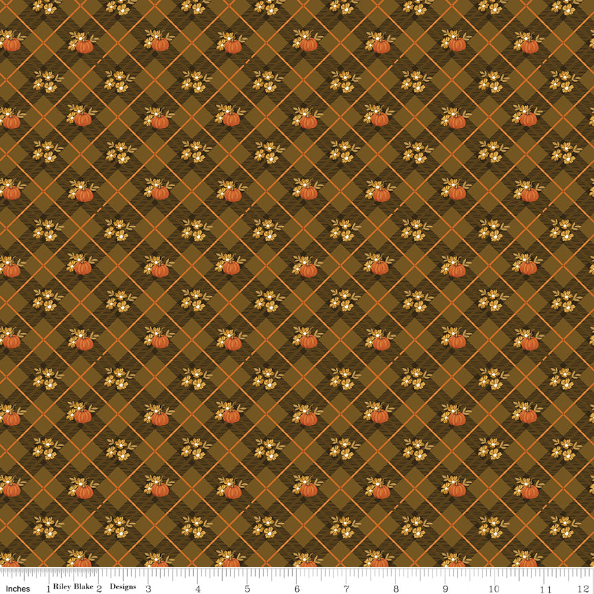 Bountiful Suede Pumpkin Plaid Yardage by Sandy Gervais for Riley Blake Designs