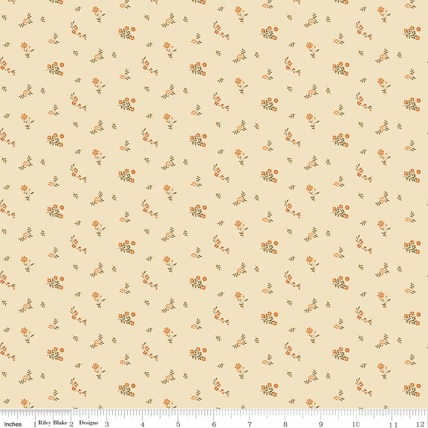 Bountiful Ivory Flower Toss Yardage by Sandy Gervais for Riley Blake Designs
