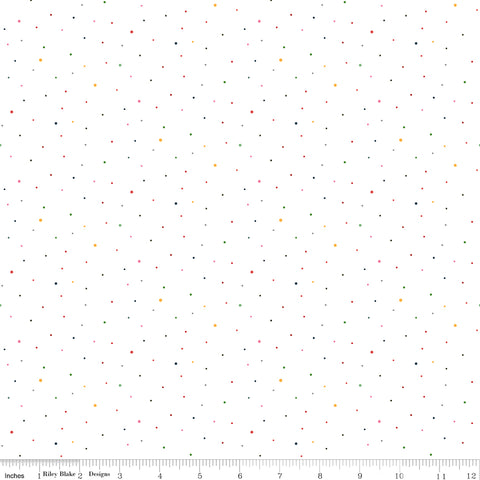 Dapple Dot Rainbow on White Yardage by the RBD Designers for Riley Blake Designs