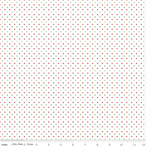 Swiss Dot Christmas on White Yardage by Riley Blake Designs