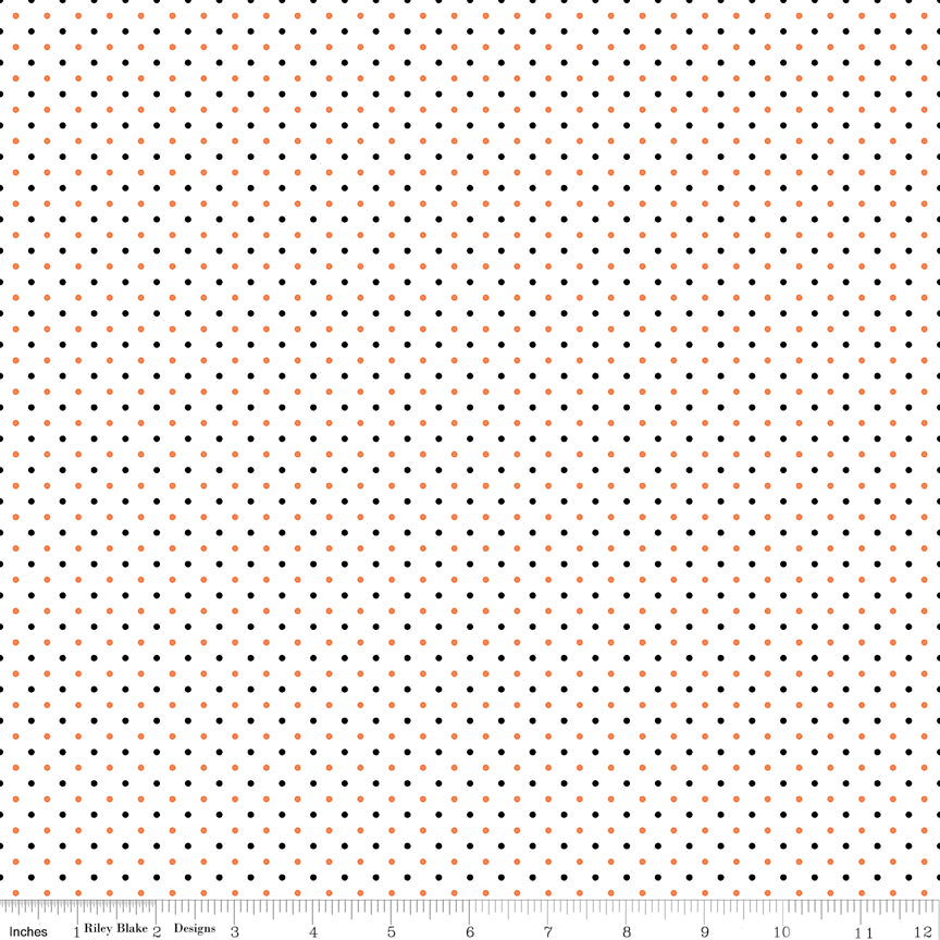 Swiss Dot Halloween on White Yardage by Riley Blake Designs