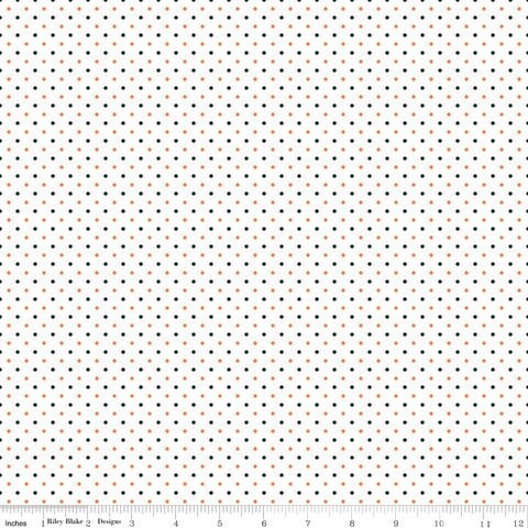 Swiss Dot Halloween on White Yardage by Riley Blake Designs