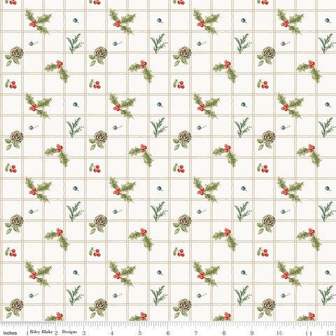 Holiday Spirit Cream Holly Yardage by Lisa Audit for Riley Blake Designs