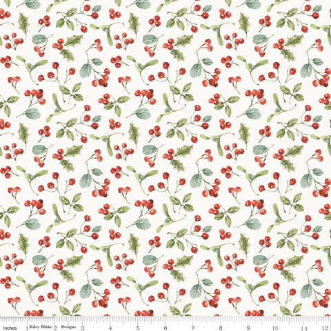 Holiday Spirit Cream Berries Yardage by Lisa Audit for Riley Blake Designs