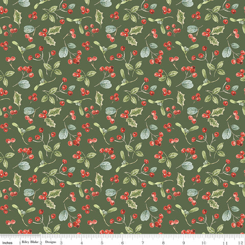 Holiday Spirit Green Berries Yardage by Lisa Audit for Riley Blake Designs