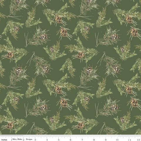 Holiday Spirit Green Pinecones Yardage by Lisa Audit for Riley Blake Designs