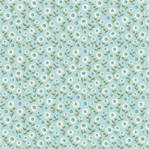 Prairie Sisters Homestead Blue Daisy Dukes Yardage by Lori Woods for Poppie Cotton Fabrics