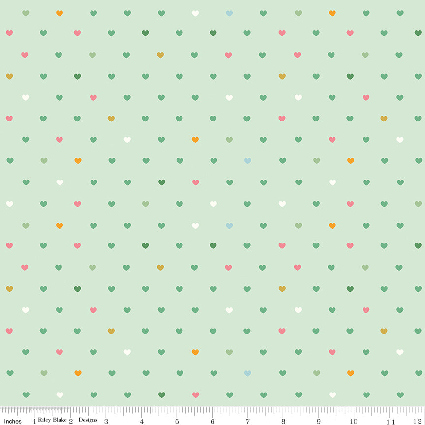 Designer Flannel Mint Meadow Serendipity 2 Hearts Yardage by RBD Designers for Riley Blake Designs