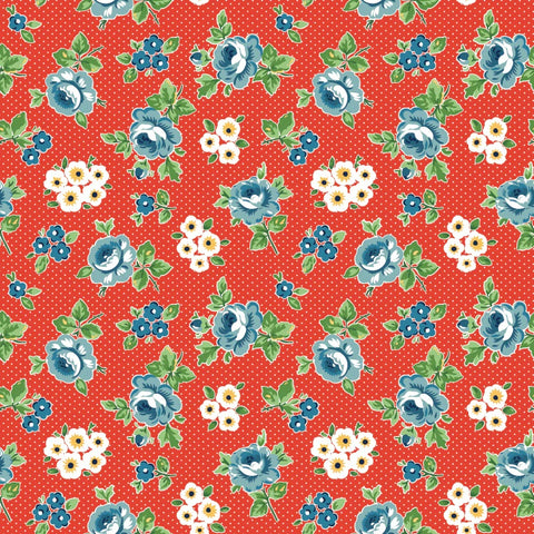Flower Market Red Hand Picked Yardage by Elea Lutz for Poppie Cotton Fabrics
