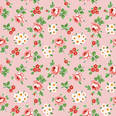 Flower Market Pink Hand Picked Yardage by Elea Lutz for Poppie Cotton Fabrics
