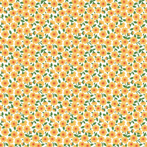 Flower Market Yellow Forget Me Nots Yardage by Elea Lutz for Poppie Cotton Fabrics
