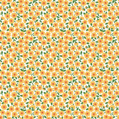 Flower Market Yellow Forget Me Nots Yardage by Elea Lutz for Poppie Cotton Fabrics
