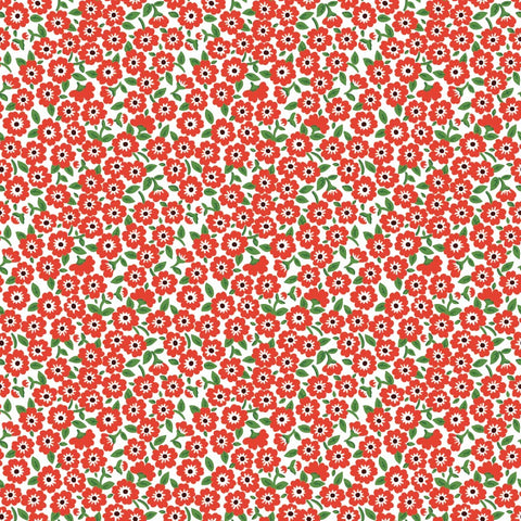 Flower Market Red Forget Me Nots Yardage by Elea Lutz for Poppie Cotton Fabrics