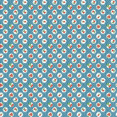 Flower Market Blue Pocket Posies Yardage by Elea Lutz for Poppie Cotton Fabrics