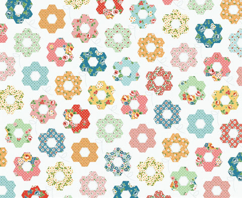 Flower Market Grandmother's Garden Quilt Panel by Elea Lutz for Poppie Cotton Fabrics