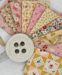 Collection of 10 pink and yellow vintage feeling florals. 