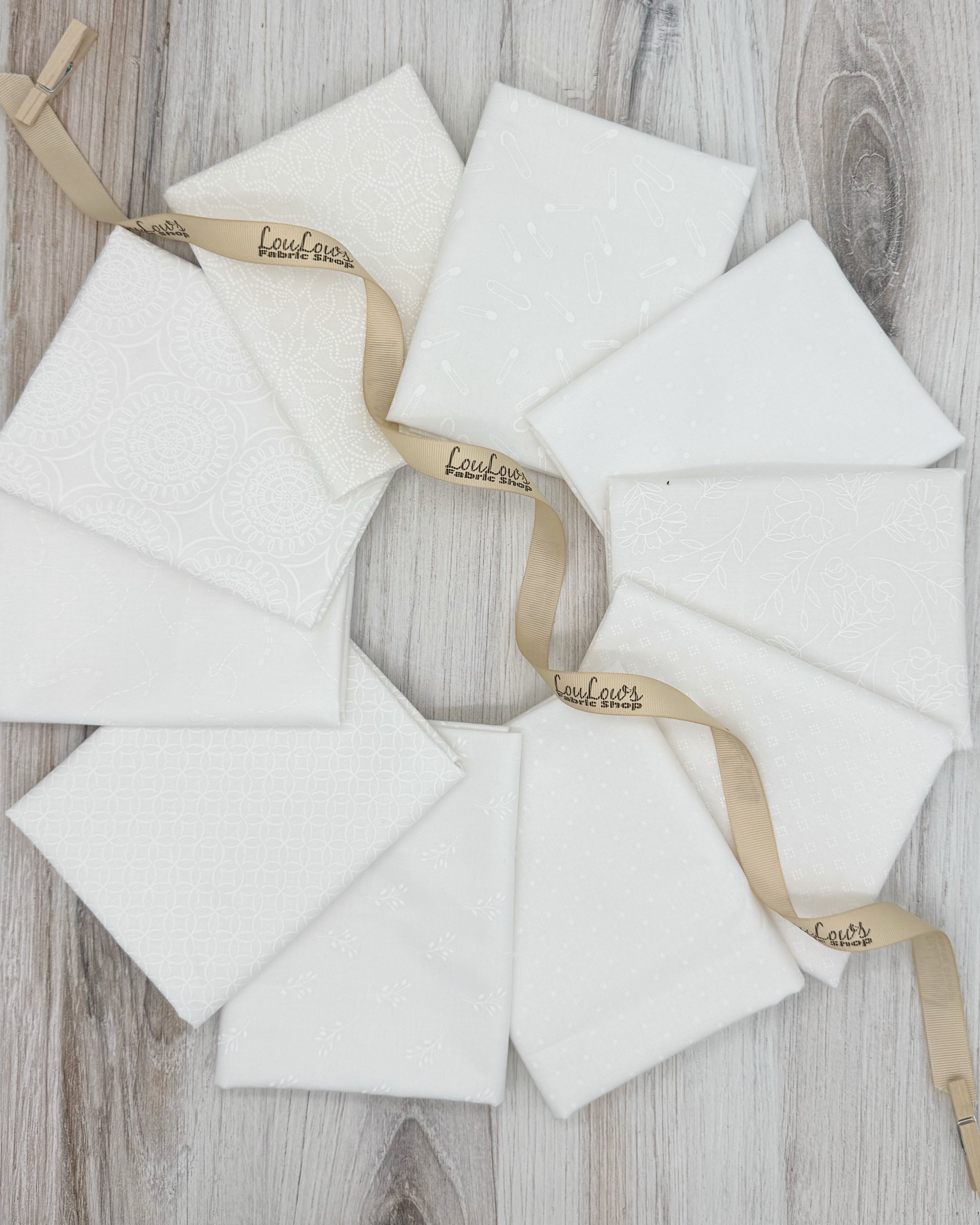 10 white tone on tone fat quarters