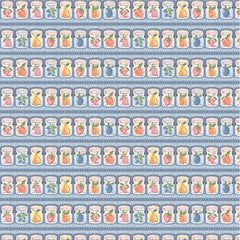 Homegrown Preserves Blue Summer Canning Yardage by Sheri McCulley for Poppie Cotton Fabrics