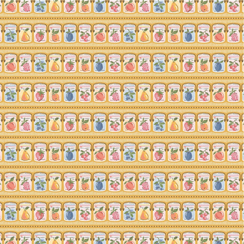 Homegrown Preserves Yellow Summer Canning Yardage by Sheri McCulley for Poppie Cotton Fabrics