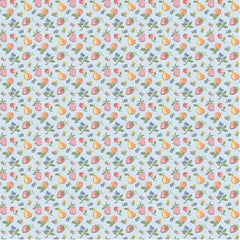 Homegrown Preserves Blue U-Pick Fruit Yardage by Sheri McCulley for Poppie Cotton Fabrics
