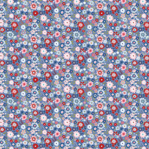 Hip Hip Hooray Liberty Dark Blue Hooray Yardage by Lori Woods for Poppie Cotton Fabrics
