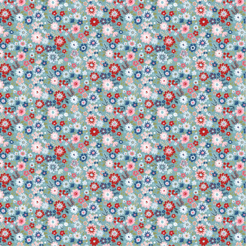 Hip Hip Hooray Liberty Blue Hooray Yardage by Lori Woods for Poppie Cotton Fabrics