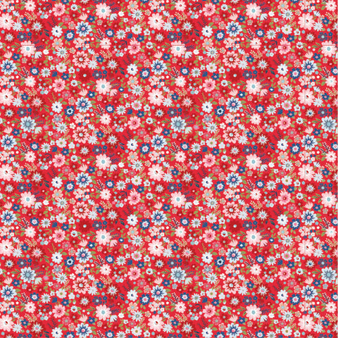 Hip Hip Hooray Liberty Red Hooray Yardage by Lori Woods for Poppie Cotton Fabrics