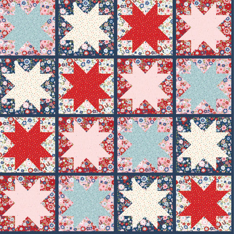 Hip Hip Hooray Liberty Star Quilt Hooray Yardage by Lori Woods for Poppie Cotton Fabrics