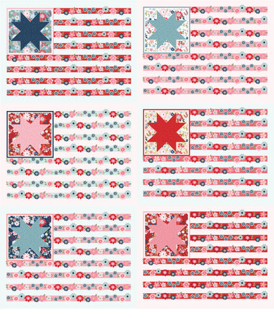Hip Hip Hooray Liberty Hooray Flag Panel by Lori Woods for Poppie Cotton Fabrics