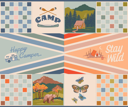 Happy Camper Stay Wild Panel by Maureen Cracknell for Art Gallery Fabrics