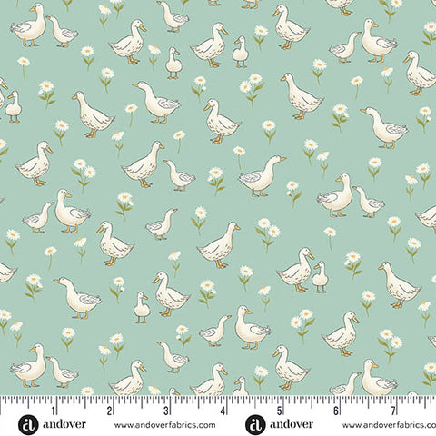 Little Ones Teal Ducks Yardage by Makower UK for Andover Fabrics