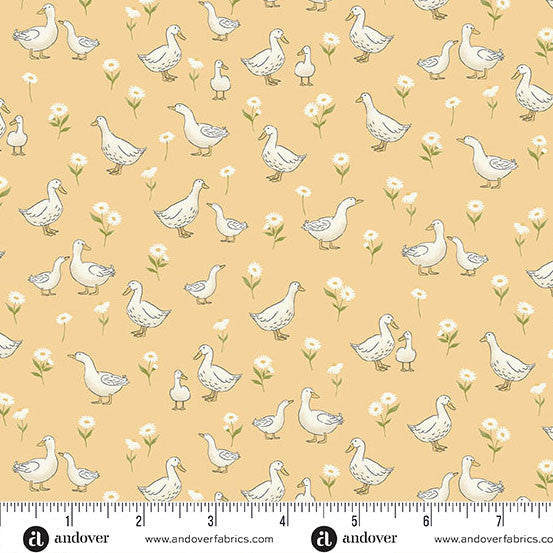 Little Ones Yellow Ducks Yardage by Makower UK for Andover Fabrics