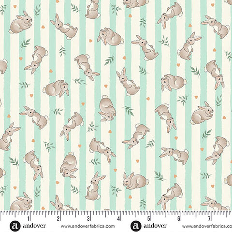 Little Ones Teal Bunnies Yardage by Makower UK for Andover Fabrics