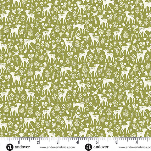 Little Ones Green Deer Yardage by Makower UK for Andover Fabrics