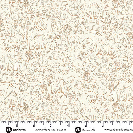 Little Ones Brown Etched Yardage by Makower UK for Andover Fabrics