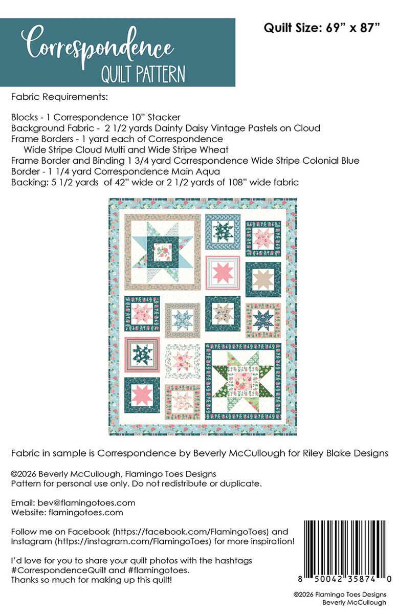 Correspondence Quilt Pattern by Beverly McCullough